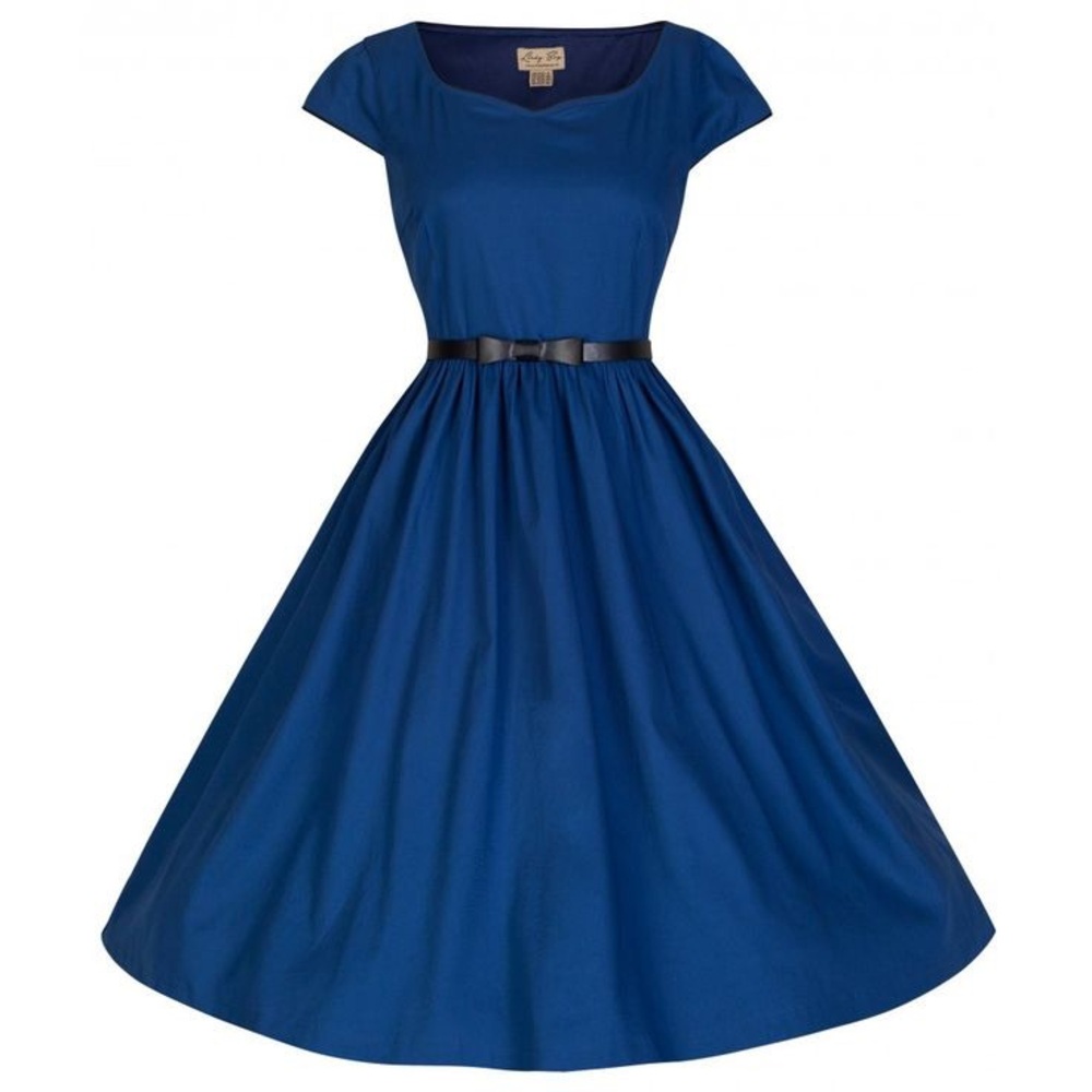 Lindy bop belted dress in navy size S.